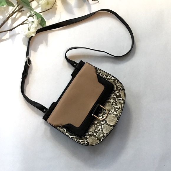 Nine West Black&Tan Python Print CrossBody Bag - Picture 2 of 8